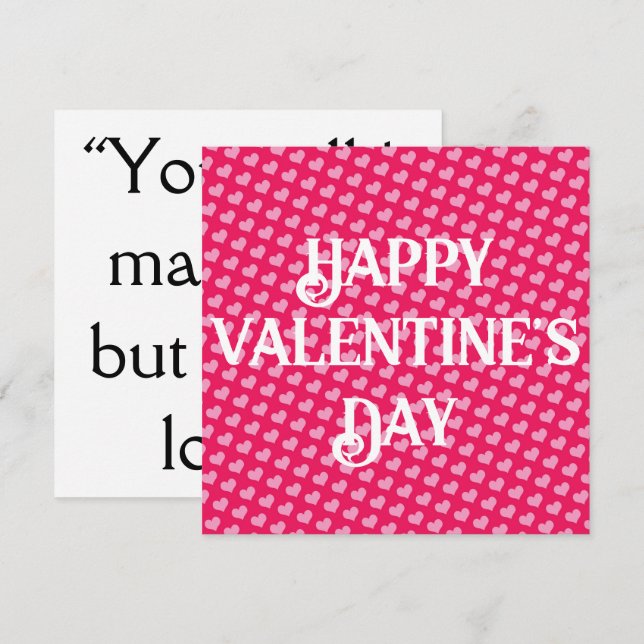 Rosa Herz Valentinstag Flachkarte (Vorne/Hinten)