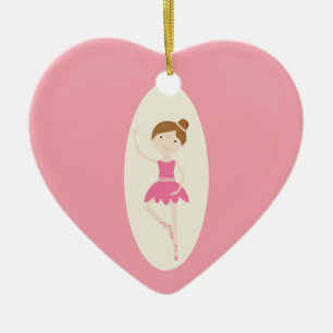Rosa Herz-Verzierung der Ballerina-1 Keramikornament