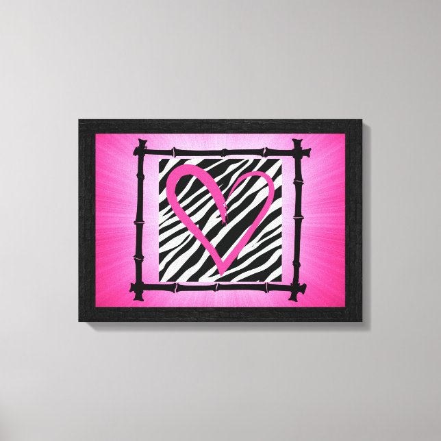 Rosa Herz Zebra Kunstschätze Leinwanddruck (Vorderseite)