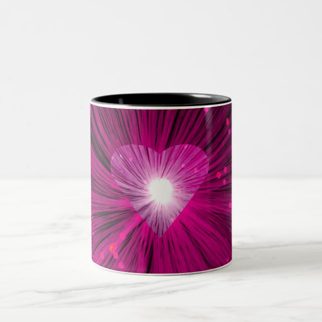 Rosa Herz zweifarbige Tasse (Mittel)