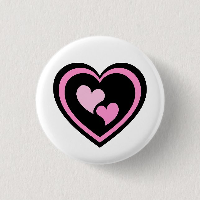 Rosa Herzaufkleber. Button (Vorderseite)