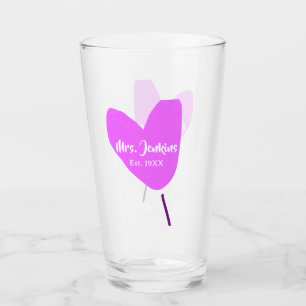 Rosa Herzballon Frau Name Est. Jahr Liebe Glas