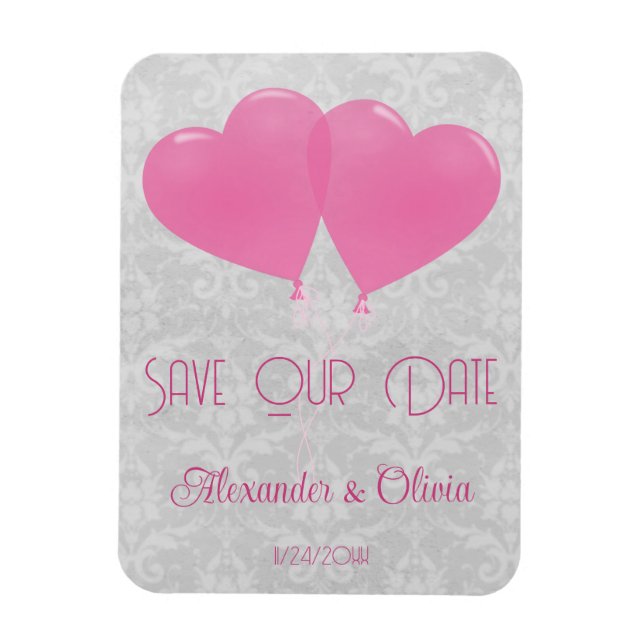 Rosa Herzblasen speichern das Datum Magnet (Vertikal)