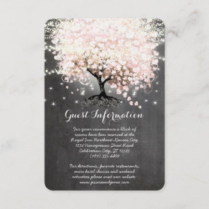 Rosa Herzblatt-Baum-Hochzeitsinformationskarte Begleitkarte