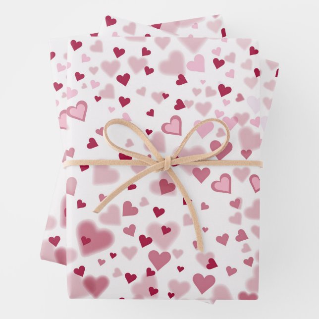 Rosa Herzchen Muster Geschenkpapier Set (Beispiel)