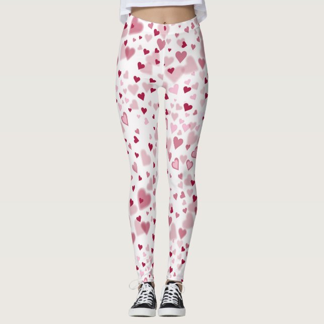 Rosa Herzchen Muster Leggings (Vorderseite)