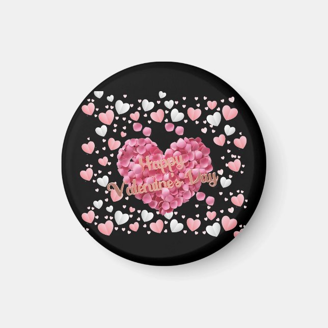 Rosa Herzchen Valentinstag Magnet (Vorne)