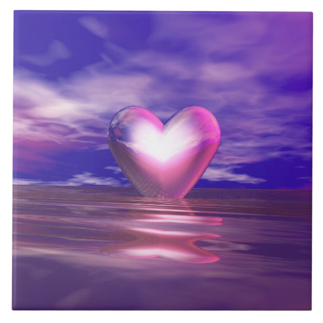 rosa Herzcreme Fliese (Vorderseite)