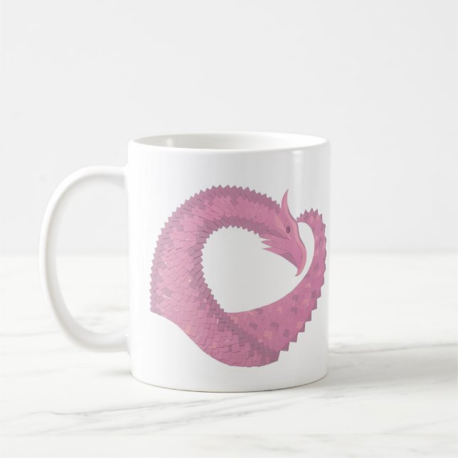 Rosa Herzdrache in Weiß Kaffeetasse (Links)