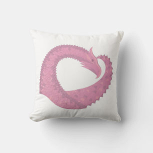 Rosa Herzdrache in Weiß Kissen
