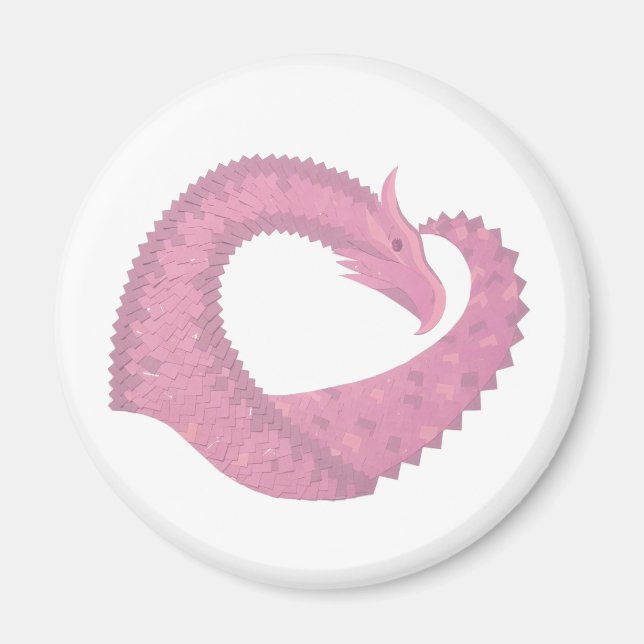 Rosa Herzdrache in Weiß Magnet (Vorne)
