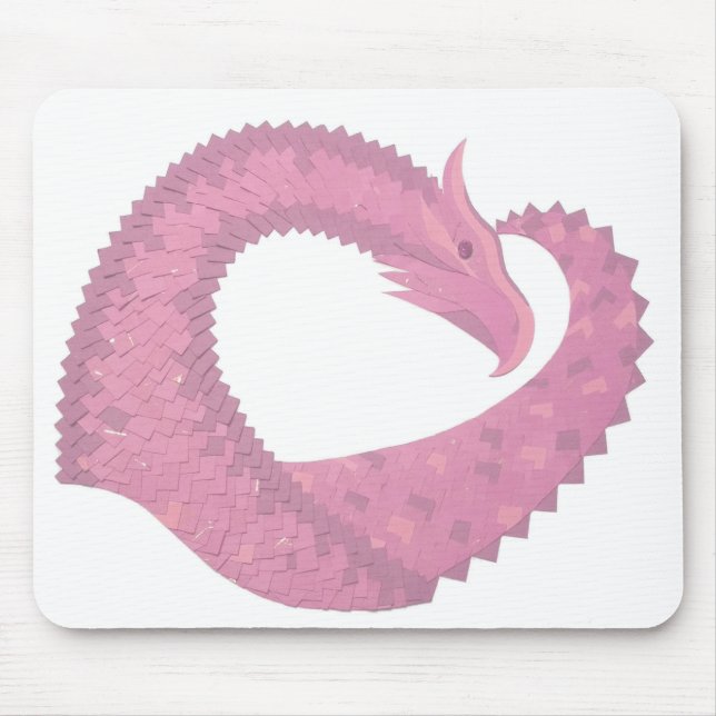 Rosa Herzdrache in Weiß Mousepad (Vorne)