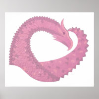 Rosa Herzdrache in Weiß