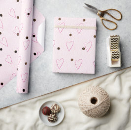 Rosa Herzen an schwarzen Punkten Geschenkpapier