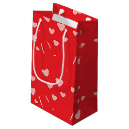 Rosa Herzen auf Rot Kleine Geschenktüte