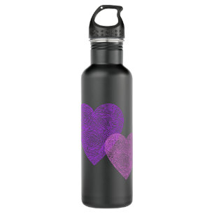 Rosa Herzen auf schwarz Trinkflasche