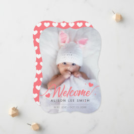 Rosa Herzen Baby Birth Foto Ankündigung