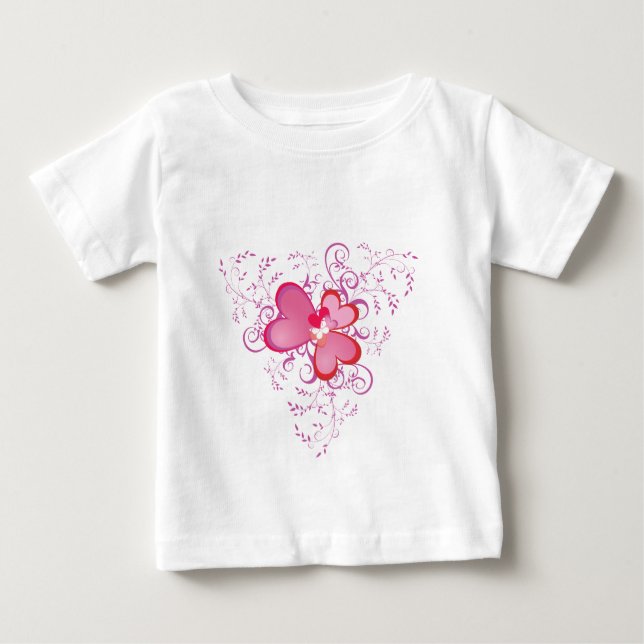 Rosa Herzen Baby T-shirt (Vorderseite)