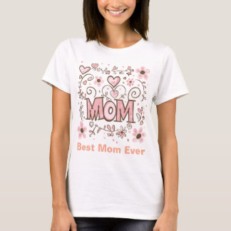 Rosa Herzen & Blumen "MUTTER" - Süße florale Mutte T-Shirt