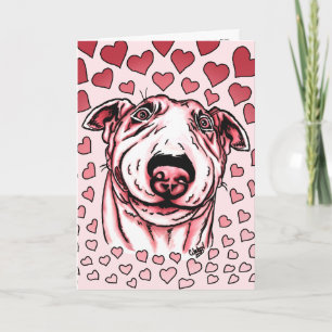Rosa Herzen Bull Terrier Valentinstag Feiertagskarte