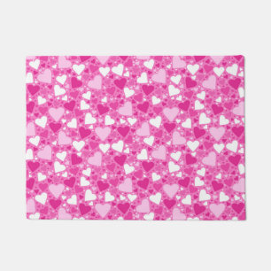 Rosa Herzen Design für Brustkrebs-Bewusstsein Fußmatte