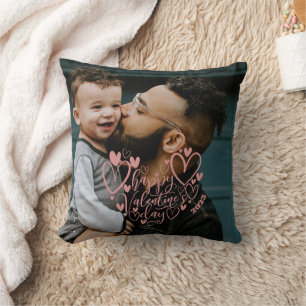 Rosa Herzen Familie Foto Glücklicher Valentinstag  Kissen