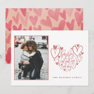 Rosa Herzen Familie Foto Happy Valentine Day Car Feiertagskarte