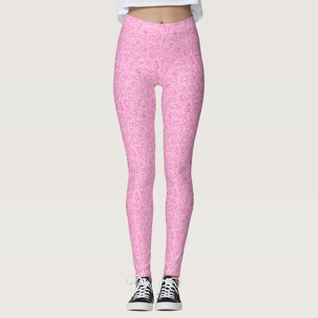 Rosa Herzen Frauen Leggings (Vorderseite)