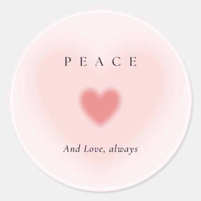 Rosa Herzen Frieden und Liebe immer Sticker (Vorderseite)