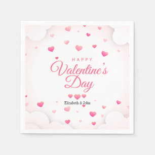 Rosa Herzen Frohen Valentinstag Serviette