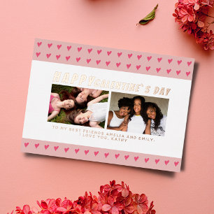 Rosa Herzen Galentine`s Day Friends 2 Foto Folien Feiertagskarte