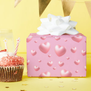 Rosa Herzen Geschenkpapier