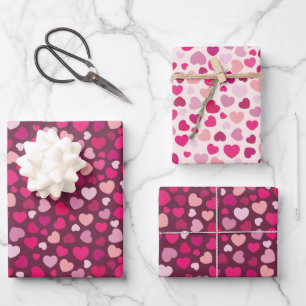 Rosa Herzen Geschenkpapier Set