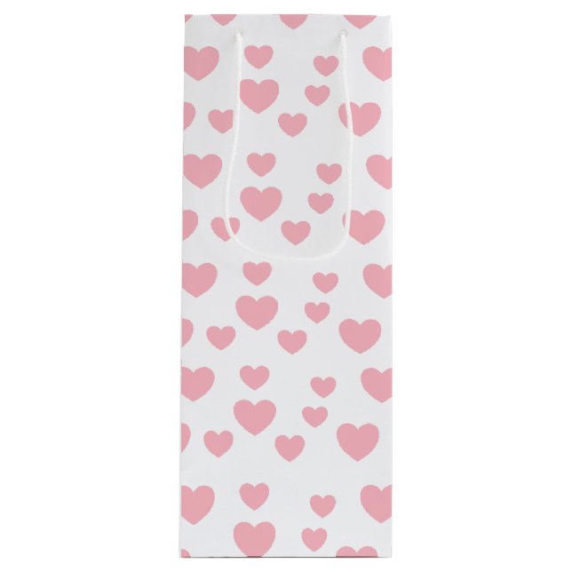 Rosa Herzen Geschenktüte Für Weinflaschen (Vorderseite)