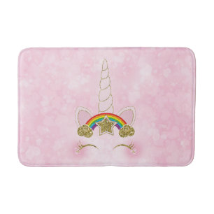 Rosa Herzen Gold Rainbow Star Horn Face Badematte