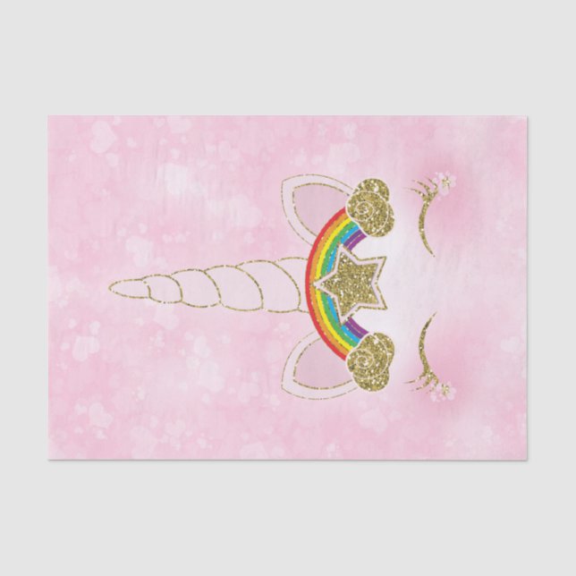Rosa Herzen Gold Rainbow Star Horn Face Seidenpapier (Vorderseite)