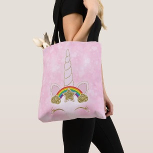 Rosa Herzen Gold Regenbogen Stern Einhornhorn Gesi Tasche