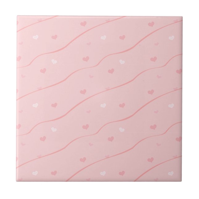 Rosa Herzen Kleine Keramik Tile Fliese (Vorderseite)
