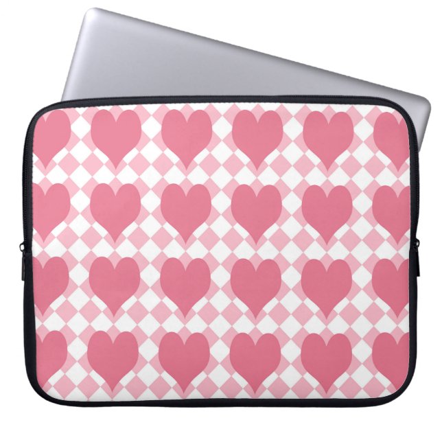 Rosa Herzen Laptopschutzhülle (Vorderseite)