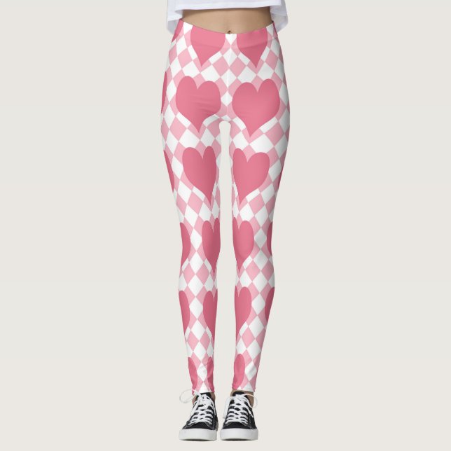 Rosa Herzen Leggings (Vorderseite)