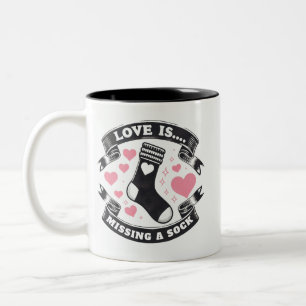 Rosa Herzen Liebe ist vermisst ein Socken Zwei-Ton Zweifarbige Tasse
