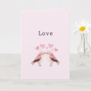 Rosa Herzen Liebesvögel Valentinstag Hochzeit Karte