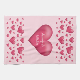 rosa Herzen mit anpassbarem Text Geschirrtuch