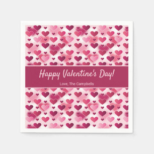 Rosa Herzen mit individuellem Text zum Valentinsta Serviette