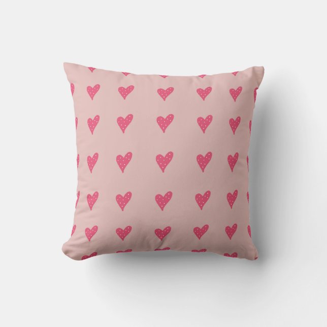 Rosa Herzen mit Zeichnend Punkten am Valentinstag Kissen (Vorderseite)
