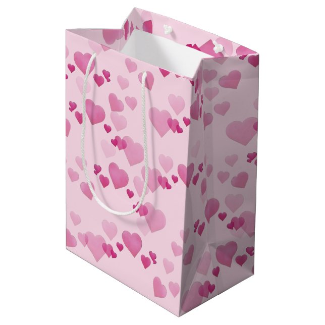 Rosa Herzen Mittlere Geschenktüte (Rückseite Schrägansicht)