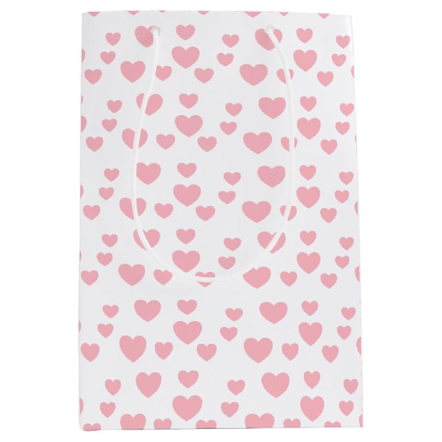 Rosa Herzen Mittlere Geschenktüte (Vorderseite)