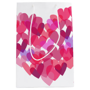 Rosa Herzen Mittlere Geschenktüte