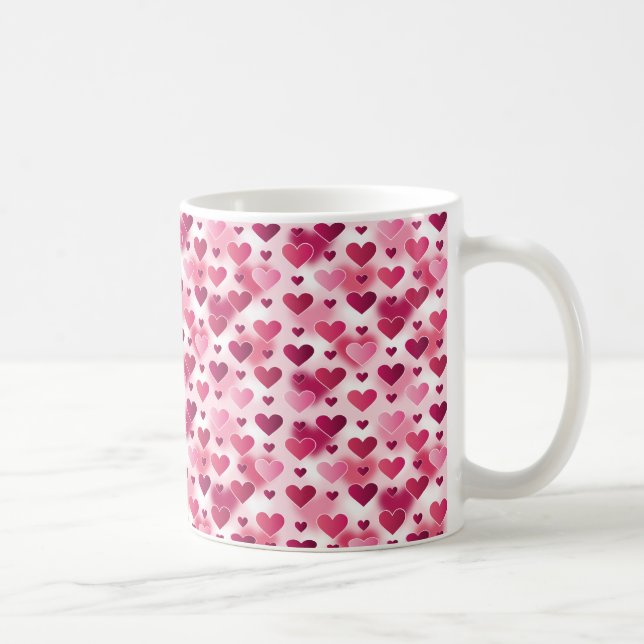 Rosa Herzen Muster Kaffeetasse (Rechts)