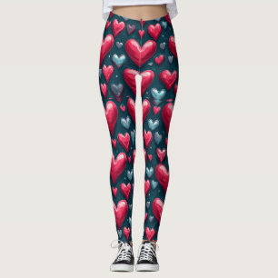 Rosa Herzen Muster Leggings